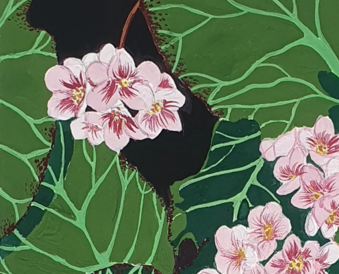 BERGENIA gouache original detalle ainhoa toyos BERGENIA gouache original detalle ainhoa toyos