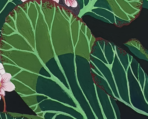 BERGENIA gouache original detalle hojas ainhoa toyos BERGENIA gouache original detalle hojas ainhoa toyos
